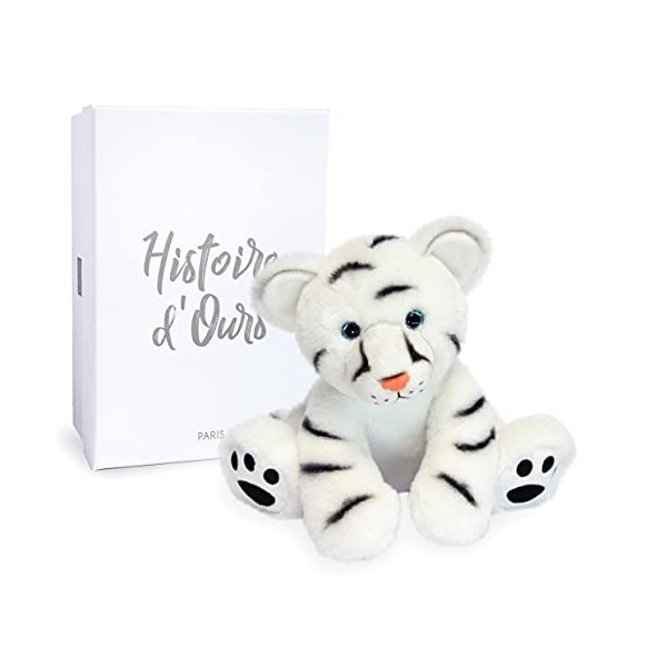 Histoire dOurs - Peluche Tigre Blanc - 25 cm - Blanc - Idée Cadeau - Bébé Tigre Blanc - Terre Sauvage - HO3054