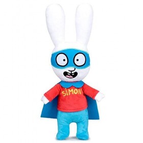 playbyplay Couple 2 Peluche Géants Taille XXL Simone Le Lapin Normal/Superhero Original Officiel, 60 cm, 1 Unité