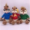 QIERK Alvin et Chipmunk Alvin Peluche Jouets Chanson Moquery Doll Enfants Couples Anniversaire 25 cm, 3 pièces 