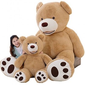 DIS Gigantesque Ours en peluche 2,4&nbsp;m souriant et souple 250&nbsp;cm 200&nbsp;cm 130&nbsp;cm 100&nbsp;cm, marron clair, 130 cm