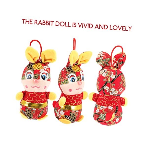 Toyvian 9 Pièces Ornement Année du Lapin Poupée Lapin du Nouvel an Chinois Cadeau du Nouvel an 2023 Peluche Lapin Zodiaque Ch