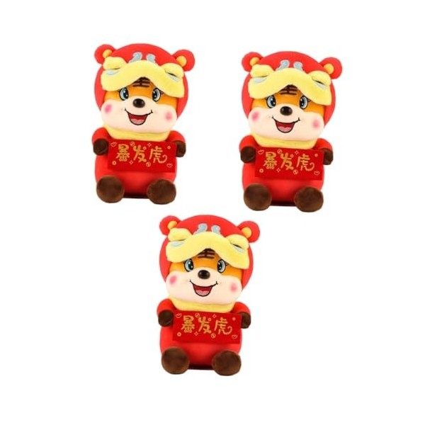 Totority 3 Pièces Poupée Tigre 2022 Jouets en Peluche Poupée en Peluche Mignonne Typhlosion Peluche Année des Poupées Peluche