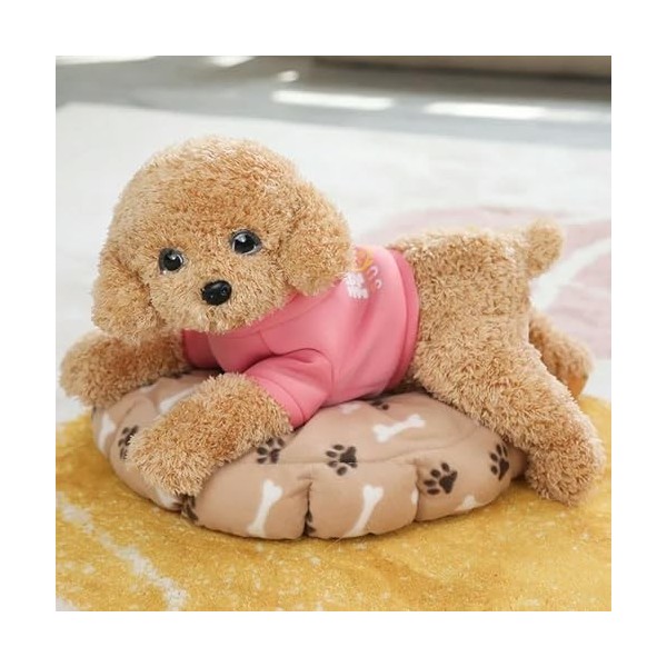 EacTEL Chien en Peluche habillé Mignon Caniche Peluche Animal poupée Cadeau d’Anniversaire de Noël 55cm 5