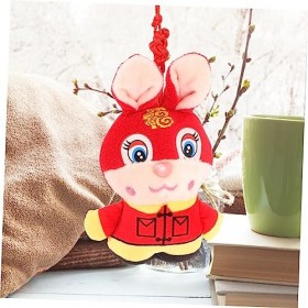 ibasenice 8 Pièces Poupée Lapin Peluche Lapin Porte-Bonheur Jouets Animaux du Zodiaque Chinois Lapin en Peluche Jouet De Figu