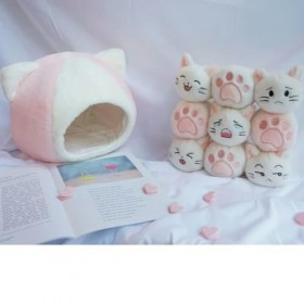 NOpinz Mignon Chat Patte Peluche Jouet Nid De Chat Oreiller en Peluche Poupée Canapé Oreiller Maison pour Animaux De Compagni
