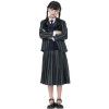 Enfant Fille Déguisement Uniforme Scolaire Costume Cosplay pour Halloween Carnaval Gris/Noir,13-16 ans 