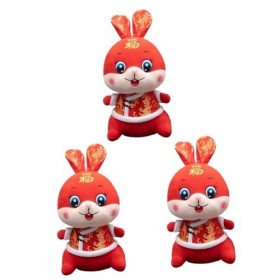 ibasenice 3 Pièces Poupée Lapin Costume Tang Animal en Peluche Lapin en Peluche Figurine danimaux Feng Shui Oreiller Lapin e