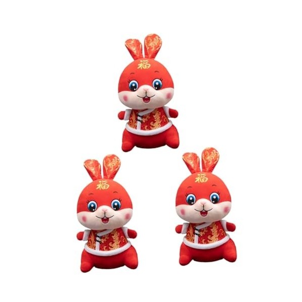 ibasenice 3 Pièces Poupée Lapin Costume Tang Animal en Peluche Lapin en Peluche Figurine danimaux Feng Shui Oreiller Lapin e