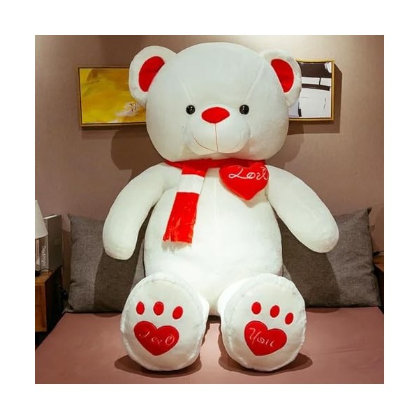 Peluche Jouet Ours en Peluche Géant Doux en Peluche Animal Coussin Poupée Enfants Anniversaire Saint Valentin Décoration 80cm