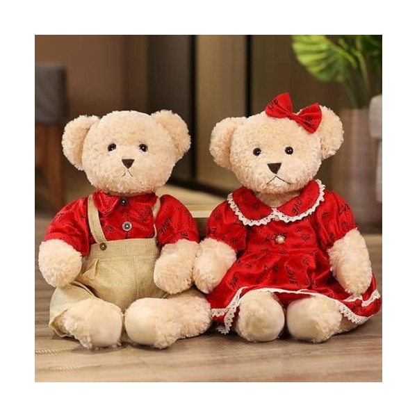 KiLoom Couple Ours en Peluche avec Tissu Peluche Jouets Poupées Peluche Enfants Bébé Fille Anniversaire Saint Valentin Cadeau