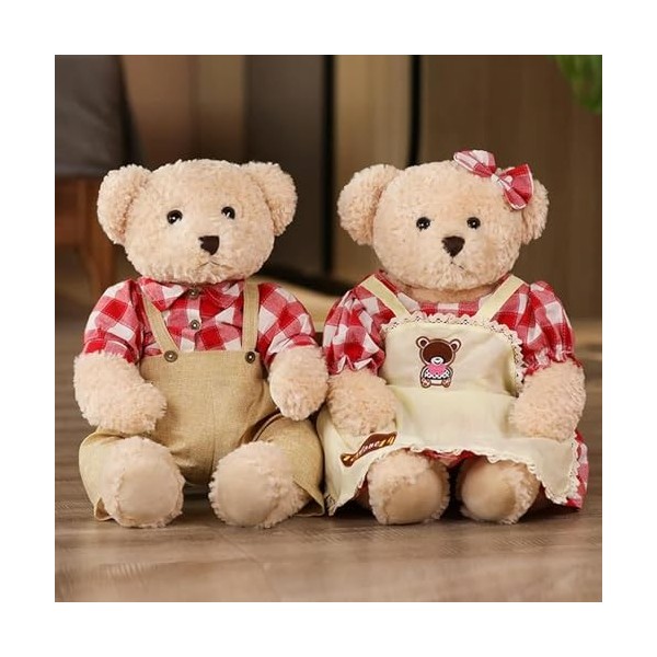 KiLoom Couple Ours en Peluche avec Tissu Peluche Jouets Poupées Peluche Enfants Bébé Fille Anniversaire Saint Valentin Cadeau
