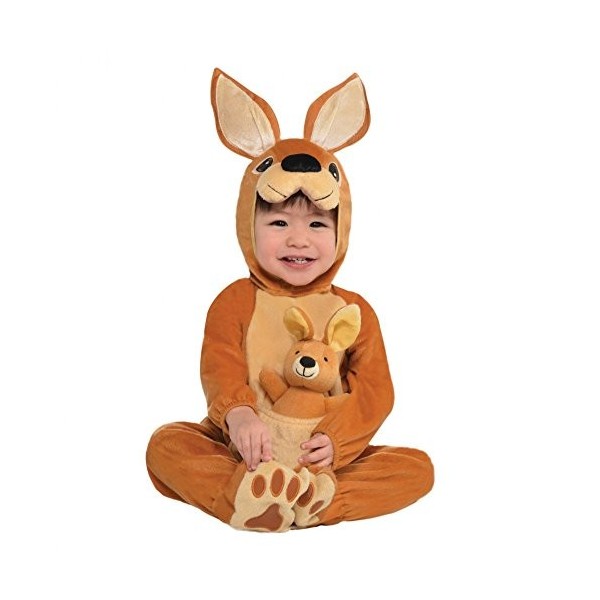 Krause & Sohn Costume Enfant Kangourou Cousu Marron avec Animal en Peluche Costume Animal Carnaval Kangourou Bébé