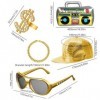 UBERMing Kit de Costume Hip Hop avec Boîte Radio Gonflable Lunettes de Soleil Chapeau Hip Hop et Or Signe de Dollar Collier B
