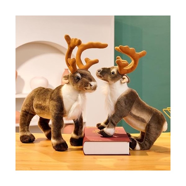 Leijei Peluche de Renne de Noël - Oreiller décoratif en Peluche de cerf Doux, poupée délan, Jouets de Renne - Ornement de Re