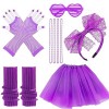 GLAITC 11 Pcs Kit Déguisement Année 80 Accessoire Femme, 80s Ensemble pour les femmes Girls 1980S Fancy Party Costume Set Rai