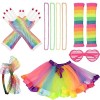 GLAITC 11 Pcs Kit Déguisement Année 80 Accessoire Femme, 80s Ensemble pour les femmes Girls 1980S Fancy Party Costume Set Rai