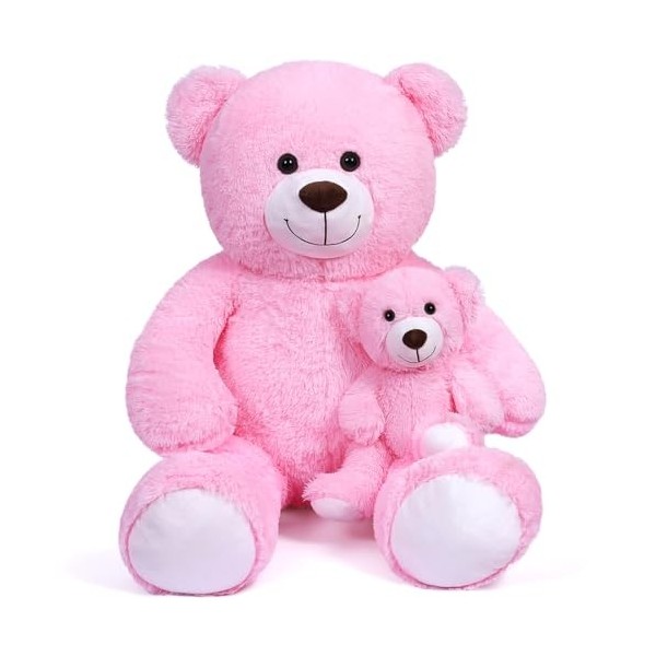 FAVOSTA Ours en peluche géant avec un petit ours en peluche - Cadeau pour enfants - Rose
