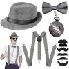 JORAKI Années 1920 Hommes Déguisements Accessoires Flapper Gangster Ensemble Great Gatsby Costume Kit Année 20 avec Chapeau T