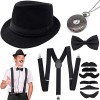 JORAKI Années 1920 Hommes Déguisements Accessoires Flapper Gangster Ensemble Great Gatsby Costume Kit Année 20 avec Chapeau T