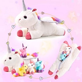 Tacobear Peluche Licorne Peluche Licorne Douce Peluche Oreiller Licorne Maman avec 4 Bébés Cadeau Licorne Animaux en Peluche 