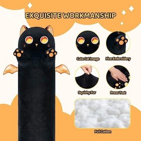 Mewaii 90CM Kawaii Peluche Chat Yeux Oranges Long Coussin Jouet Moelleux et Confortable Oreiller Chat en Peluche pour Les Enf