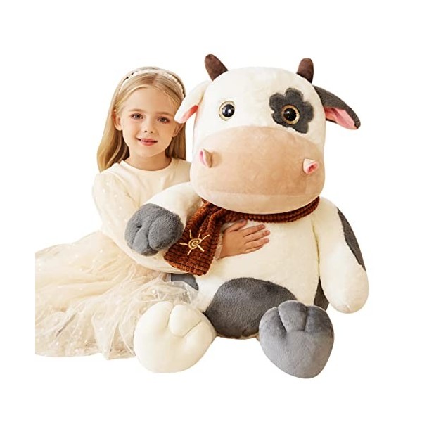 EARTHSOUND Vache Peluche Géant Animal Jouet,78cm Gros Grand Vache Animaux Géante XL XXL Peluche Mignon,Cadeaux pour Les Enfan