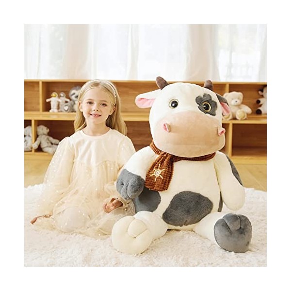 EARTHSOUND Vache Peluche Géant Animal Jouet,78cm Gros Grand Vache Animaux Géante XL XXL Peluche Mignon,Cadeaux pour Les Enfan