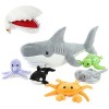 MorisMos Grand Requin Blanc en Peluche de 23 Pouces et 5 Animaux Marins en Peluche, Dont Une Pieuvre, Un Crabe, Une Tortue, U