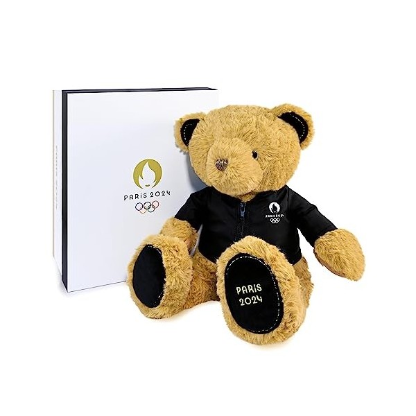 Doudou et Compagnie - Ours Prenium Paris 2024- Licence Officielle des Jeux Olympiques De Paris 2024 - Peluche Avec Bandana - 