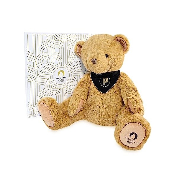 Doudou et Compagnie - Ours Prenium Paris 2024- Licence Officielle des Jeux Olympiques De Paris 2024 - Peluche Avec Bandana - 