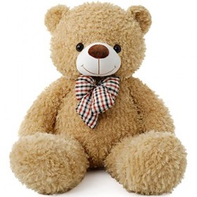 MorisMos Ours en Peluche Grosse 80cm, Brun Clair Nounours Geant Mignonne Douce, Kawaii Teddy Bear Grande, Idée Cadeau Noël po