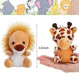 Set de 18 Pièces Mini Animaux de Forêt en Peluche Jouets en Peluche Animaux de Jungle en 4,8 Pouces Petit Éléphant en Peluche