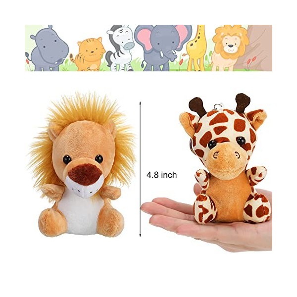 Set de 18 Pièces Mini Animaux de Forêt en Peluche Jouets en Peluche Animaux de Jungle en 4,8 Pouces Petit Éléphant en Peluche