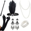 VEGCOO Accessoire Année 20 Femme，6Pcs Accessoires Gatsby Costume Set Charleston Accessoires Femme pour La Mascarade Halloween