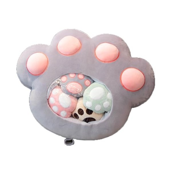 Oreiller Mignon en Forme De Griffes De Chat, Jouets en Peluche, 5 Mini PoupéEs Incluses, Sac doreiller Moelleux, Oreiller en