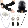 VEGCOO Accessoire Année 20 Femme，6Pcs Accessoires Gatsby Costume Set Charleston Accessoires Femme pour La Mascarade Halloween