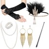 VEGCOO Accessoire Année 20 Femme，6Pcs Accessoires Gatsby Costume Set Charleston Accessoires Femme pour La Mascarade Halloween