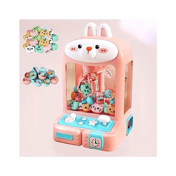 Alacritua Machine Attrape Bonbon Machine Attrape Bonbon avec 30 Peluches,10 Gashapons Jouet De Griffe pour Enfant Jouet De Gr