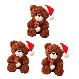 Abaodam 3 Pièces Ours De Noël Poupée en Peluche Saint Valentin Poupée Ours Mignon Animal en Peluche Ours Cadeau De Poupée De 