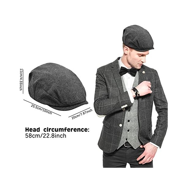 Jinlaili Années 1920 Hommes Déguisements Accessoires, Gatsby Costume Kit avec Béret, Vintage Montre de Poche, Ajustable Brete