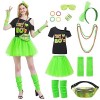 Churgigi Deguisement Annee 80 Femme, Tenue Fluo Tutu Adulte Costume Année 80, Déguisement Année 80 90 Couple avec Accessoire 