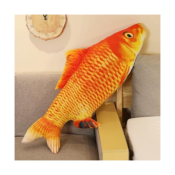 LfrAnk 3D Poisson Rouge Peluche Jouet en Peluche Animal Carpe Peluche Oreiller Créatif Canapé Coussin Coussin Cadeau Enfants 
