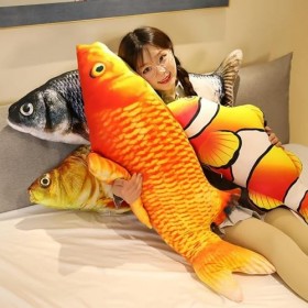 LfrAnk 3D Poisson Rouge Peluche Jouet en Peluche Animal Carpe Peluche Oreiller Créatif Canapé Coussin Coussin Cadeau Enfants 