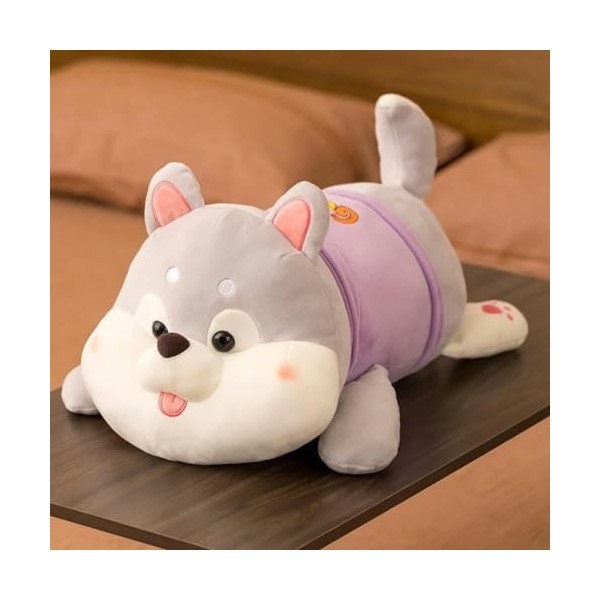 LfrAnk Mignon Husky Peluche Jouet Dessin animé Husky Chien Oreiller Doux en Peluche poupée canapé Coussin Enfants Cadeau 80cm