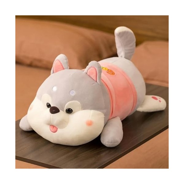 LfrAnk Mignon Husky Peluche Jouet Dessin animé Husky Chien Oreiller Doux en Peluche poupée canapé Coussin Enfants Cadeau 80cm