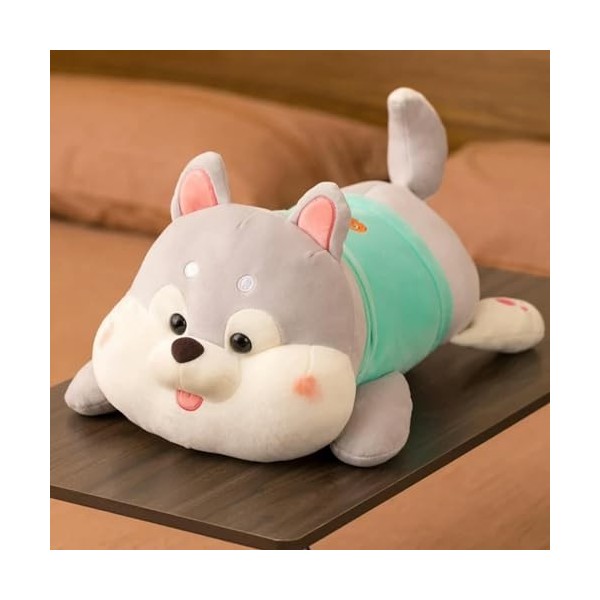 LfrAnk Mignon Husky Peluche Jouet Dessin animé Husky Chien Oreiller Doux en Peluche poupée canapé Coussin Enfants Cadeau 80cm