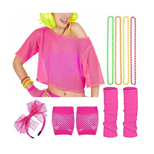 iZoeL Deguisement Annee 80 Femme Déguisement Halloween Accessoire Annee 80 Fluo Costume Annee 80 Disco 80 Tutu Sac Banane Ser