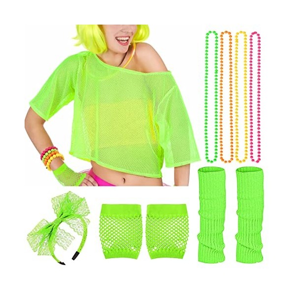 iZoeL Deguisement Annee 80 Femme Déguisement Halloween Accessoire Annee 80 Fluo Costume Annee 80 Disco 80 Tutu Sac Banane Ser