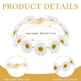 Set de Costume Hippie pour Femmes Accessoires de Déguisement des Années 60 et 70 Inclure Bandeau de Fleur Marguerite Lunettes