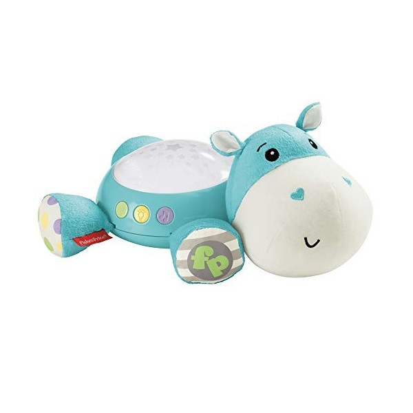 Fisher-Price Hippo Douce Nuit peluche veilleuse bébé, avec projection de lumière étoilée, musique et sons, dès la naissance, 